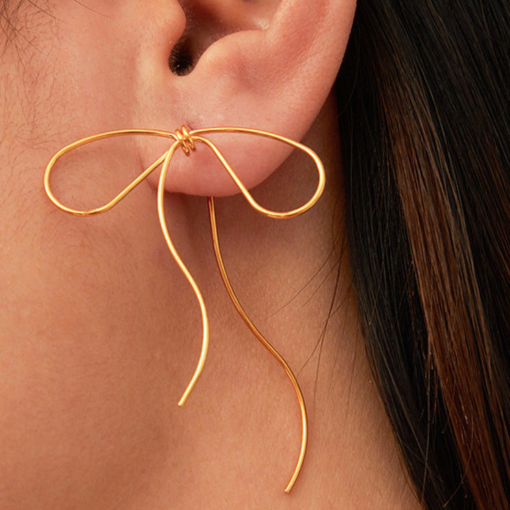 Minimalist Bow Tassel Earrings