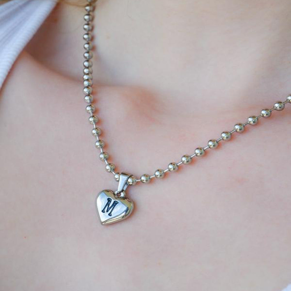 Heart Initial Beaded Necklace