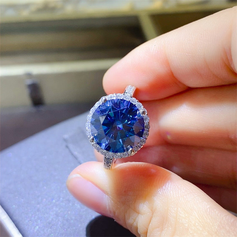 Blue Ocean Round-Cut Diamond Ring