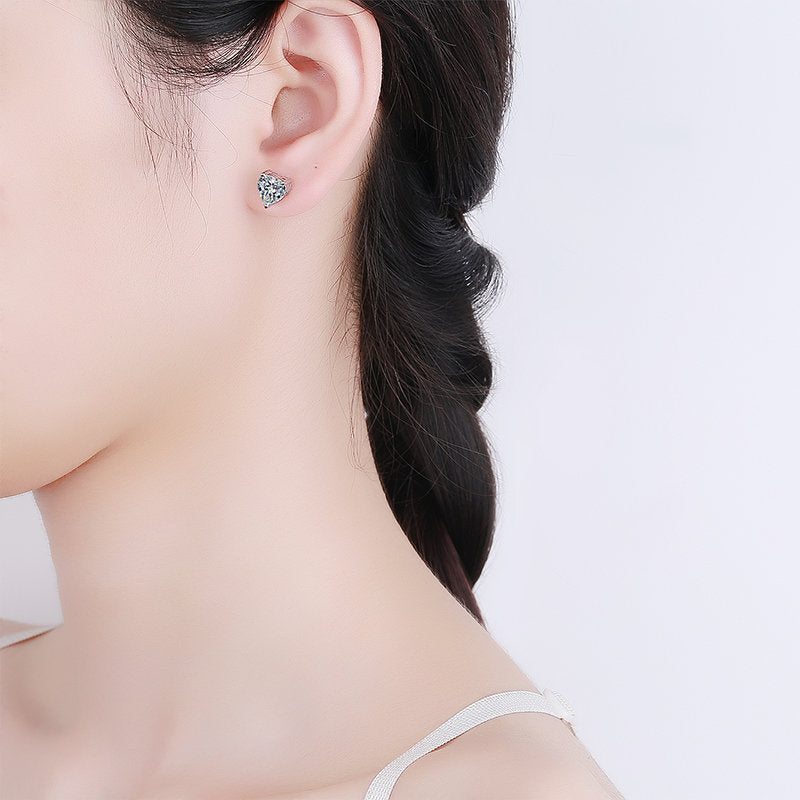 Heart Cut Moissanite Stud Earrings