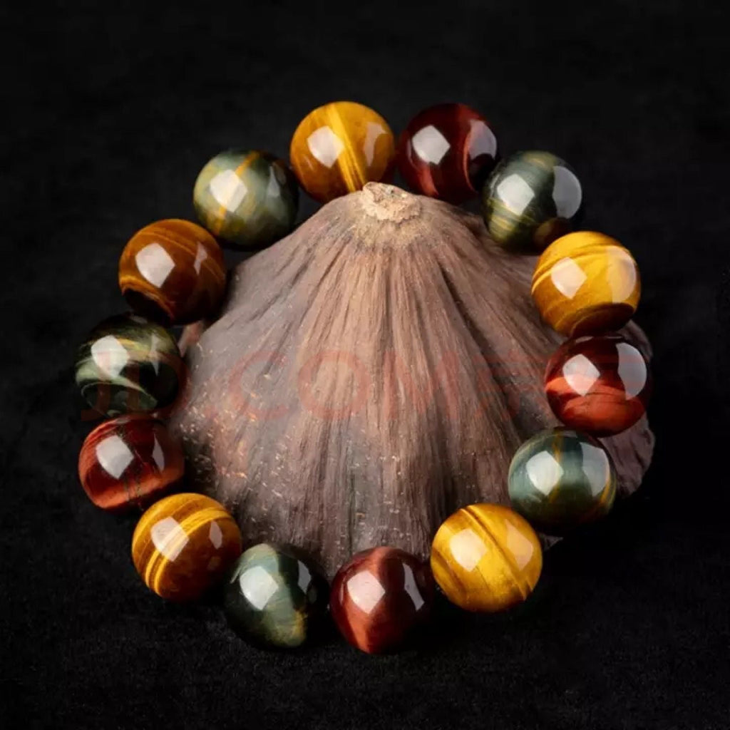 Natural Multicolor Tiger Eye Beaded Bracelet