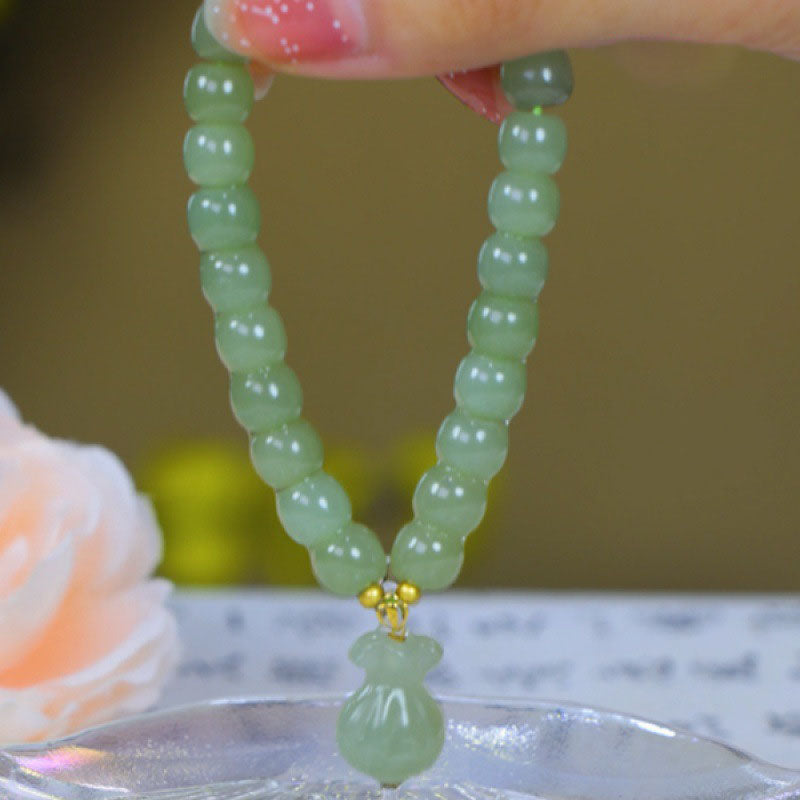 Fortune ? Money bag Emerald Jade Stone bracelet