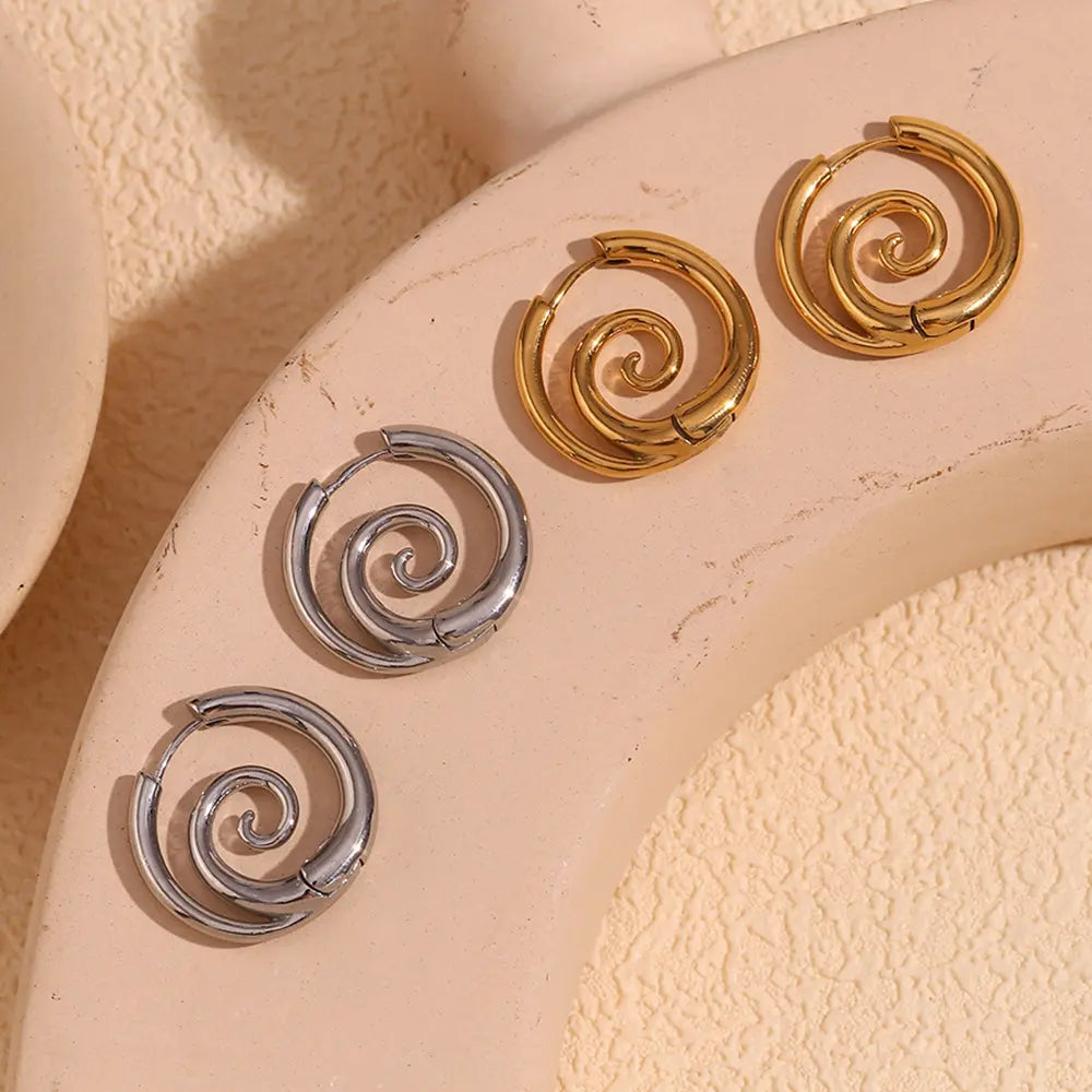 Spiral Swirl Hoop Earrings