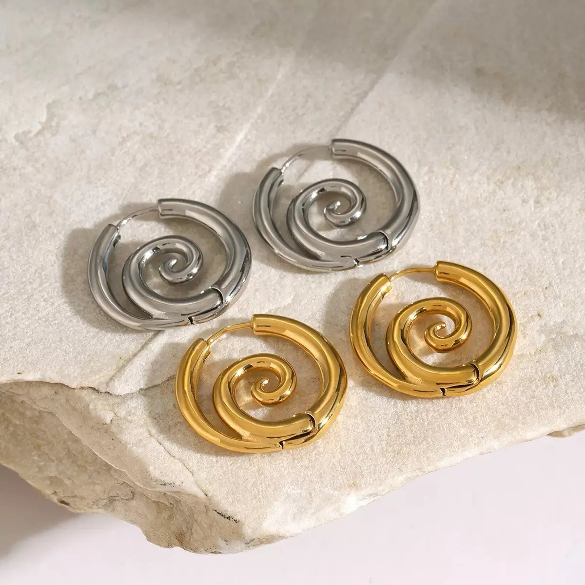 Spiral Swirl Hoop Earrings