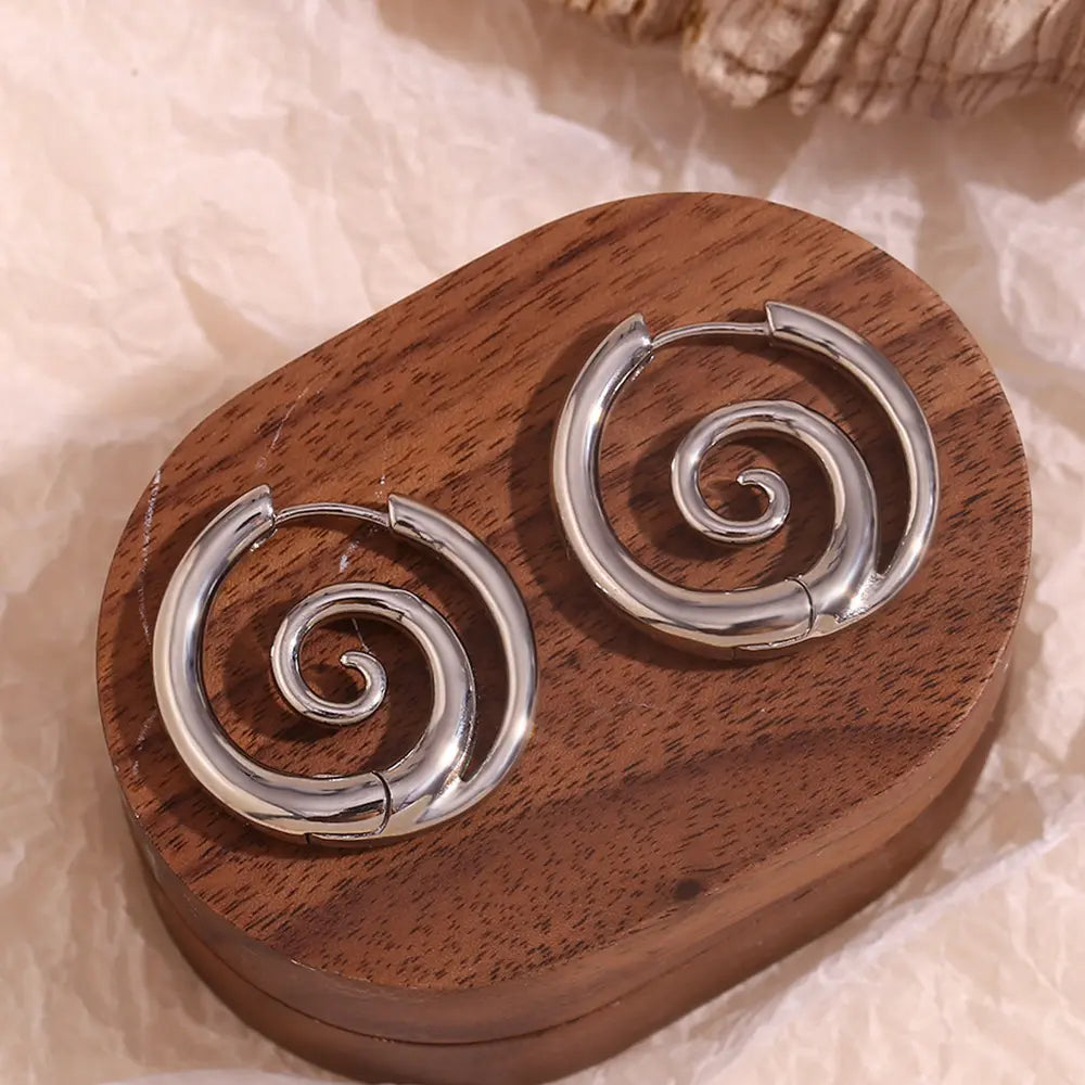 Spiral Swirl Hoop Earrings