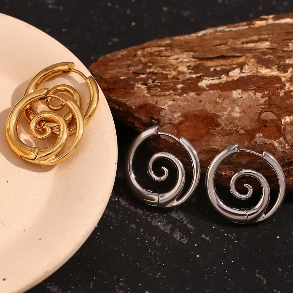Spiral Swirl Hoop Earrings