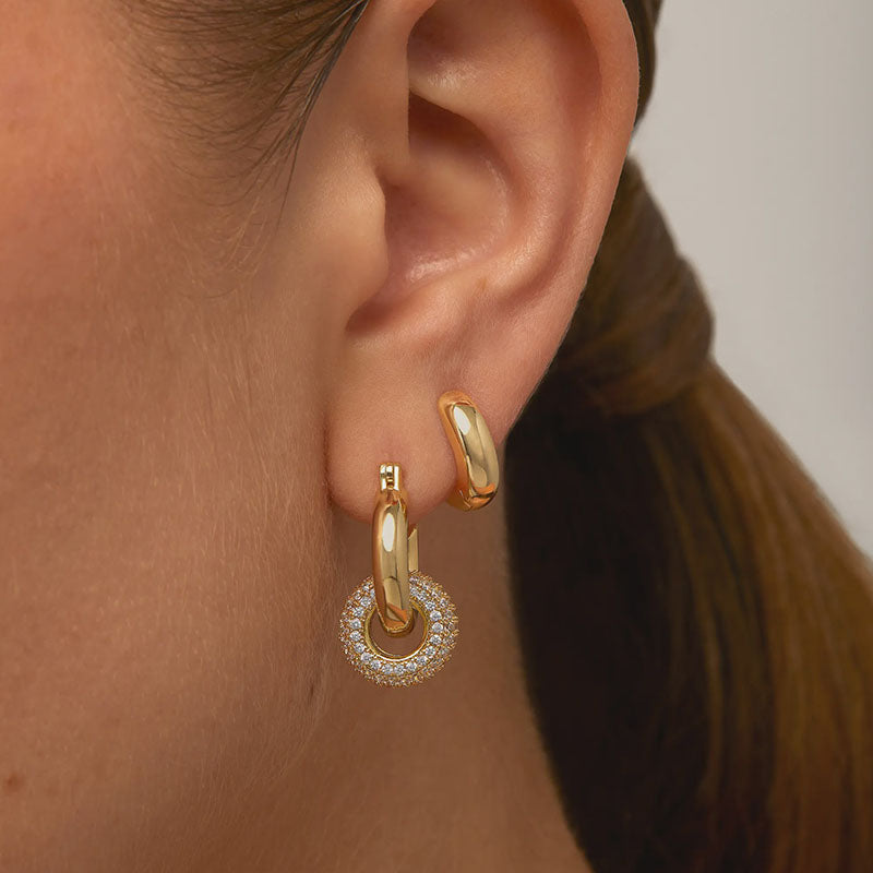 Interlocking Double Hoop Dangle Earrings