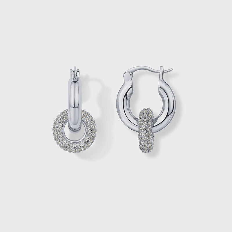 Interlocking Double Hoop Dangle Earrings