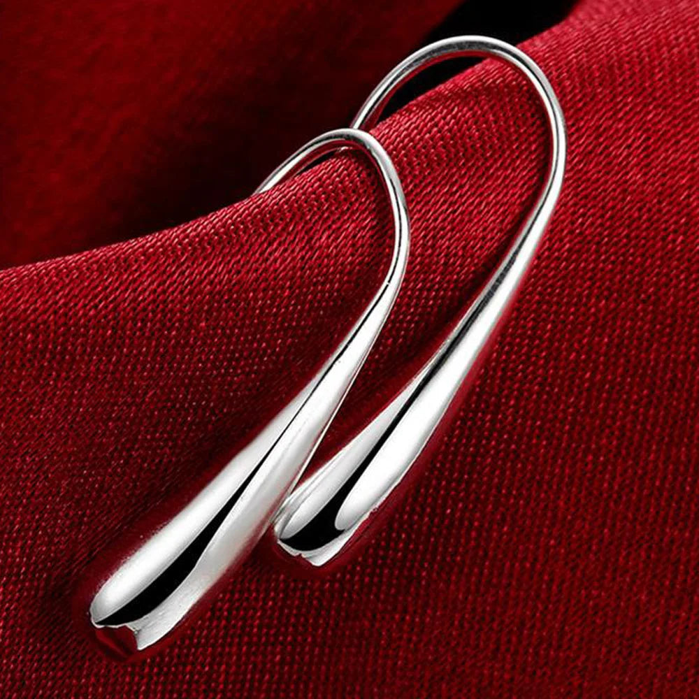 Water Droplet Shaped Sterling Silver Earrings