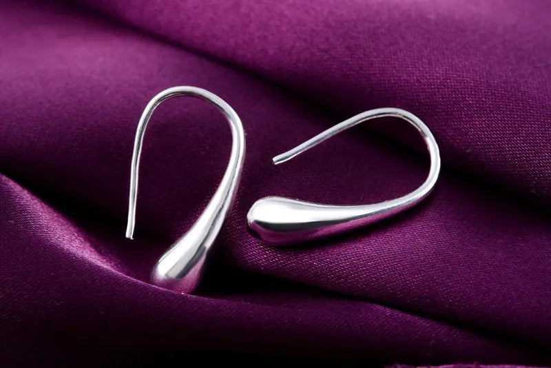 Water Droplet Shaped Sterling Silver Earrings