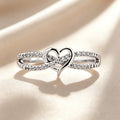 Intertwined Heart Paved Double Band Ring
