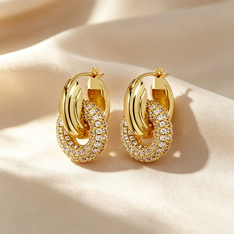 Interlocking Double Hoop Dangle Earrings
