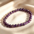 Natural Amethyst Round Bead Bracelet