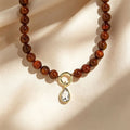 Minimalist round stone bead necklace