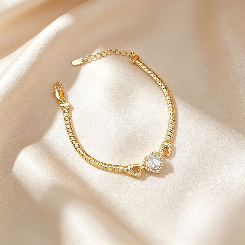 Halo Snake Chain Bracelet With Diamond Accents