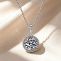 Round Center Halo Moissanite Pendant Necklace