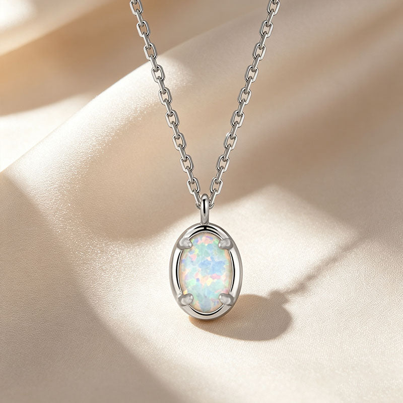 Oval Opal Pendant Necklace