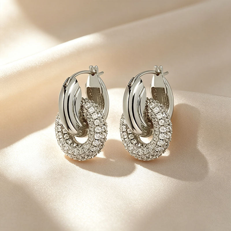 Interlocking Double Hoop Dangle Earrings