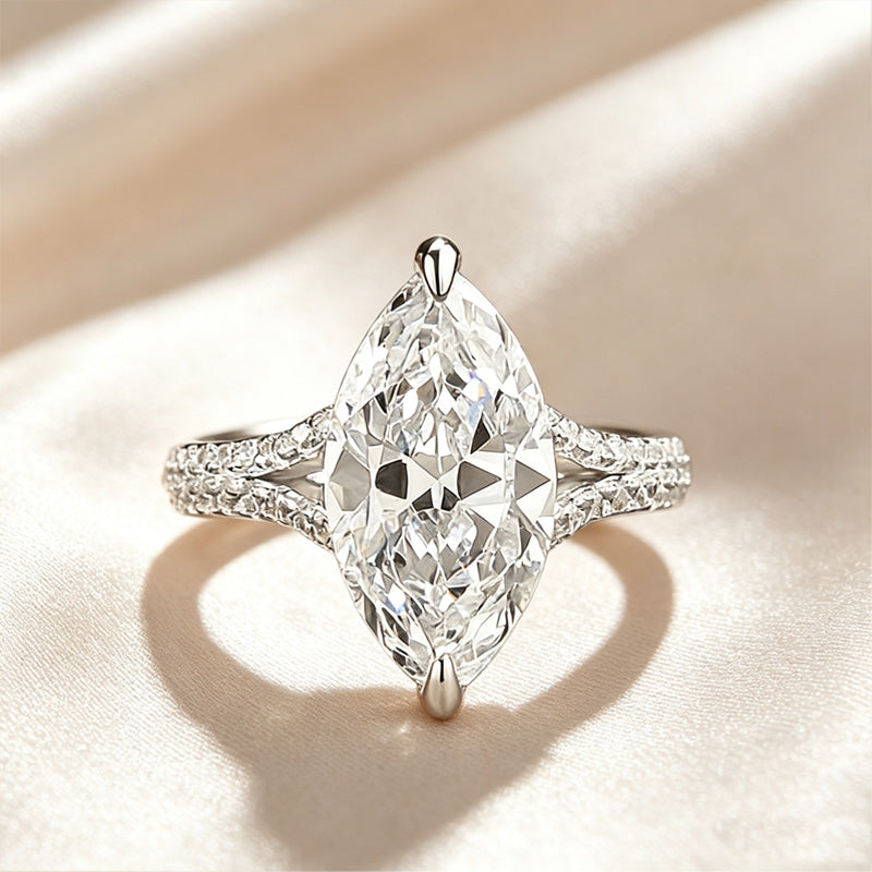 2-Prong Marquise Paved Band Ring