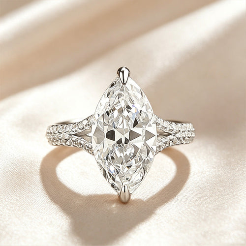 2-Prong Marquise Paved Band Ring