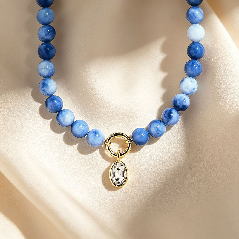 Minimalist round stone bead necklace