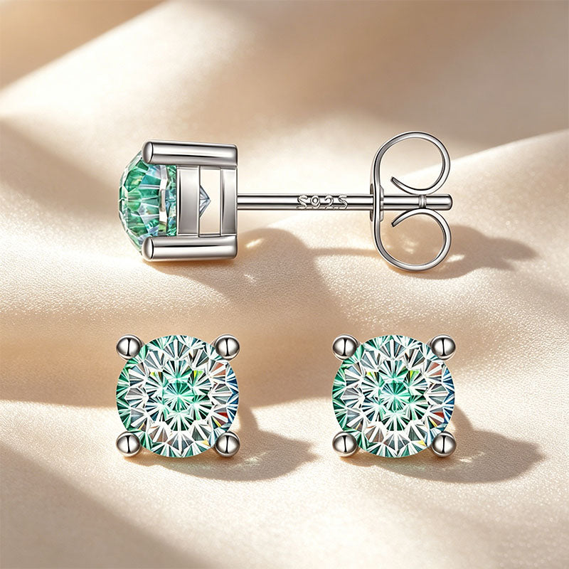 Minimalist Fireworks Cut Moissanite Stud Earrings