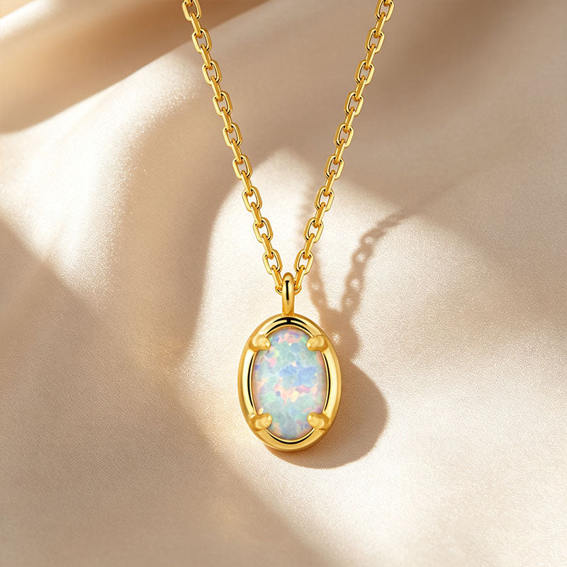 Oval Opal Pendant Necklace