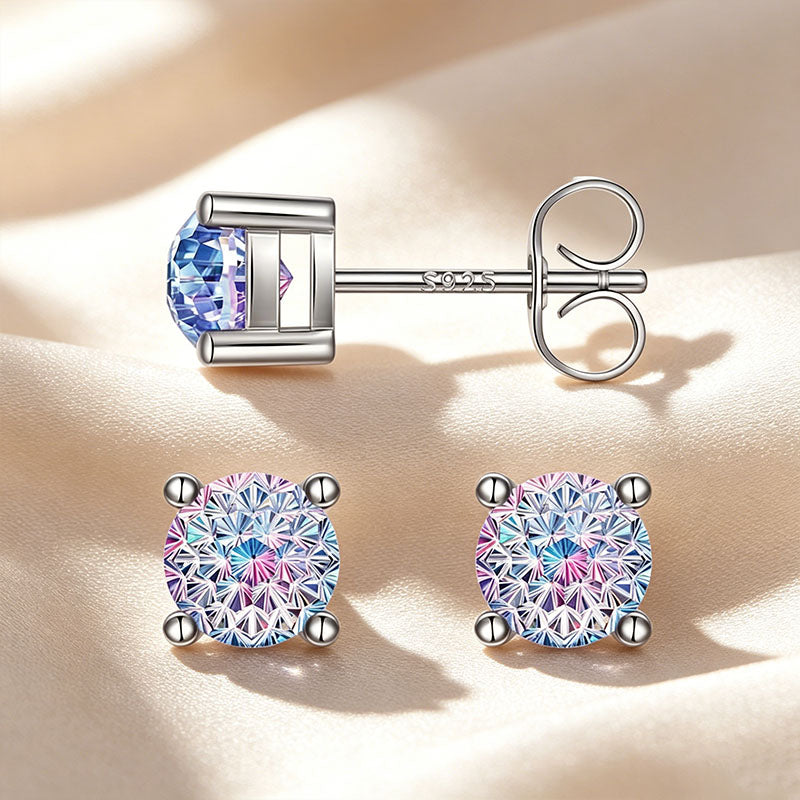 Minimalist Fireworks Cut Moissanite Stud Earrings