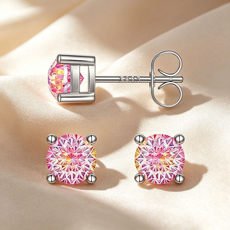Minimalist Fireworks Cut Moissanite Stud Earrings