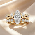 Sparkling Marquise-Cut Center Stone Stackable Ring Set