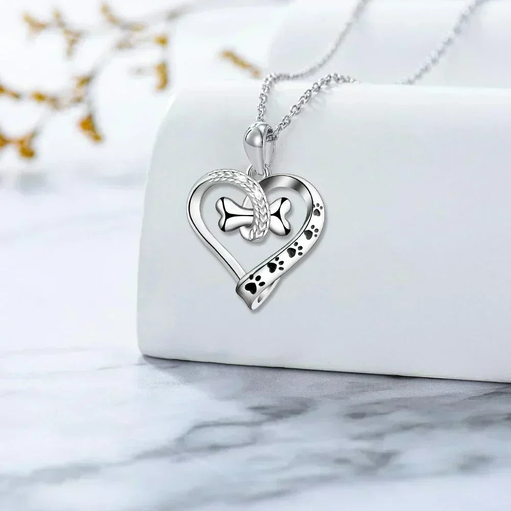 Jewelry Set with Pendant Made of Two Parts (Paw Print, Heart, Bone)