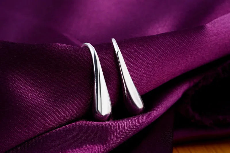 Water Droplet Shaped Sterling Silver Earrings