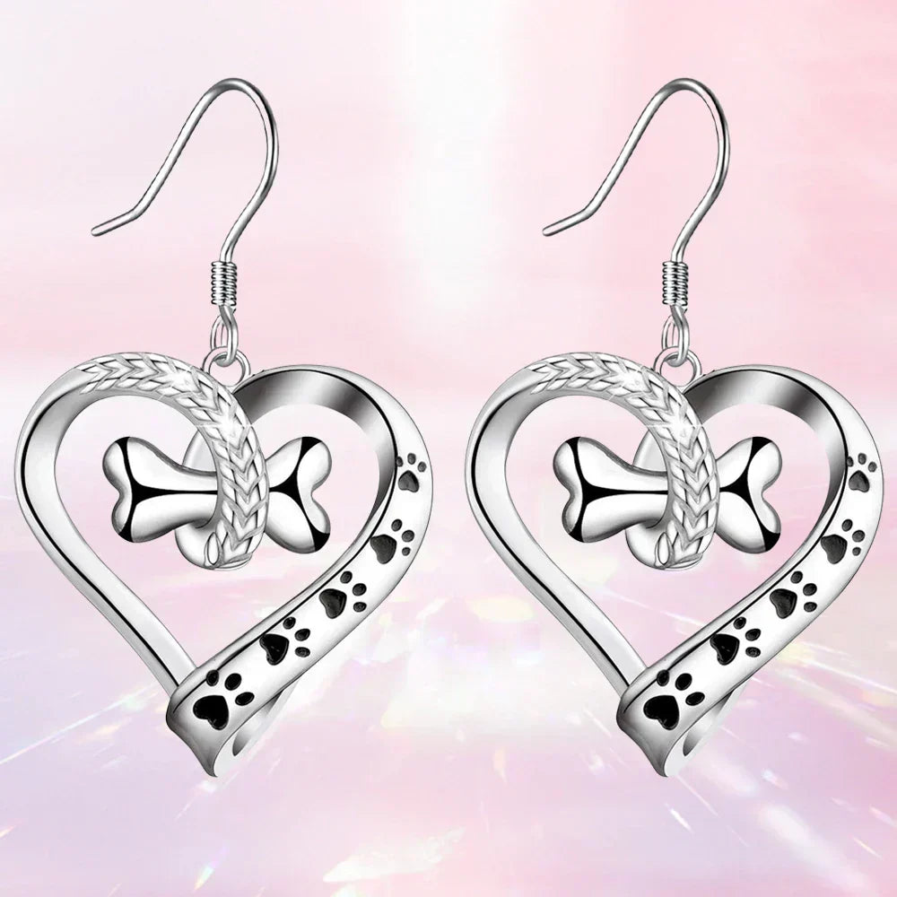 Jewelry Set with Pendant Made of Two Parts (Paw Print, Heart, Bone)