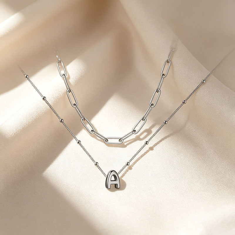 Minimalist Layered Letter Necklace