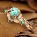 Aureva Turquoise Crown Gold Ring Set