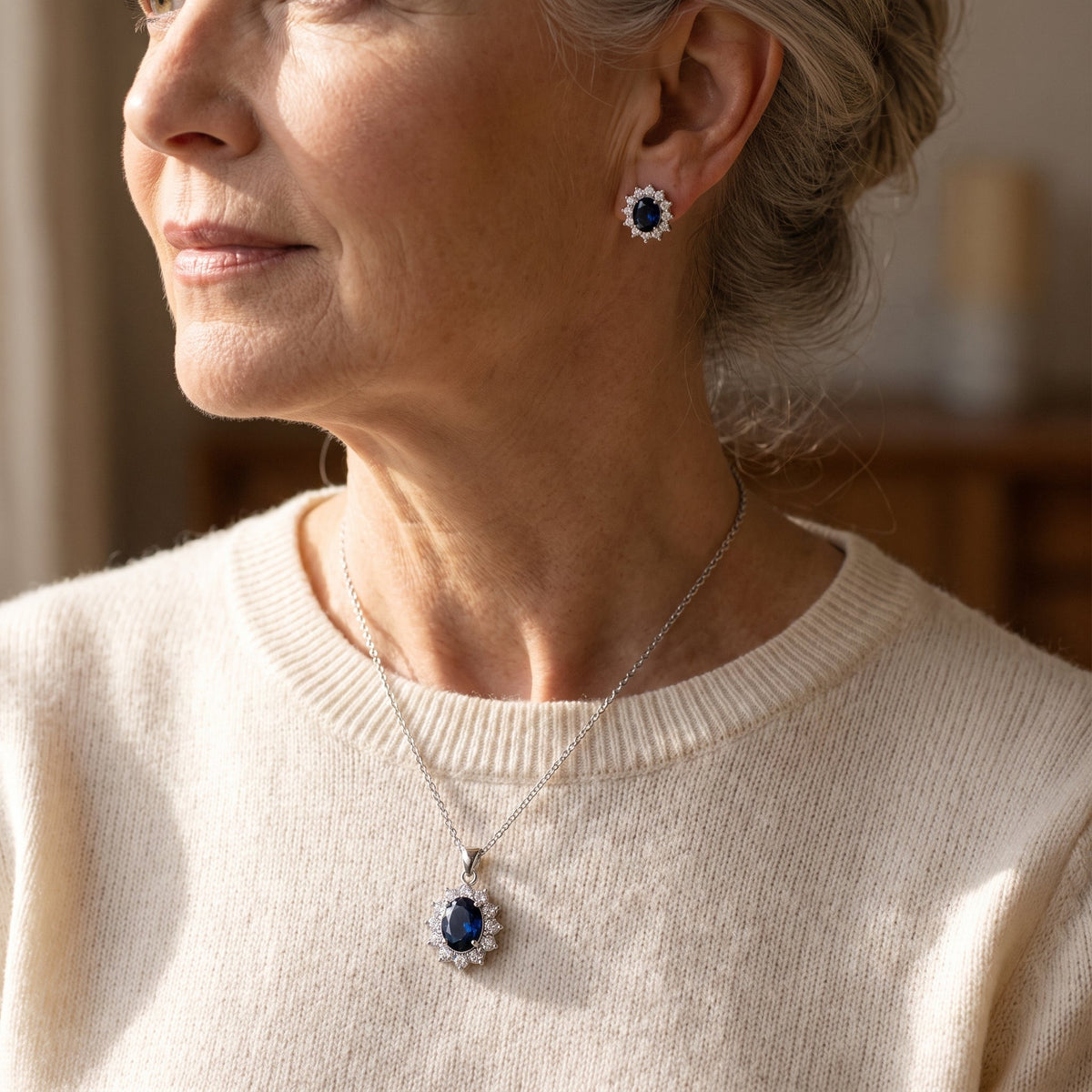 Anouk White Gold Sapphire Set