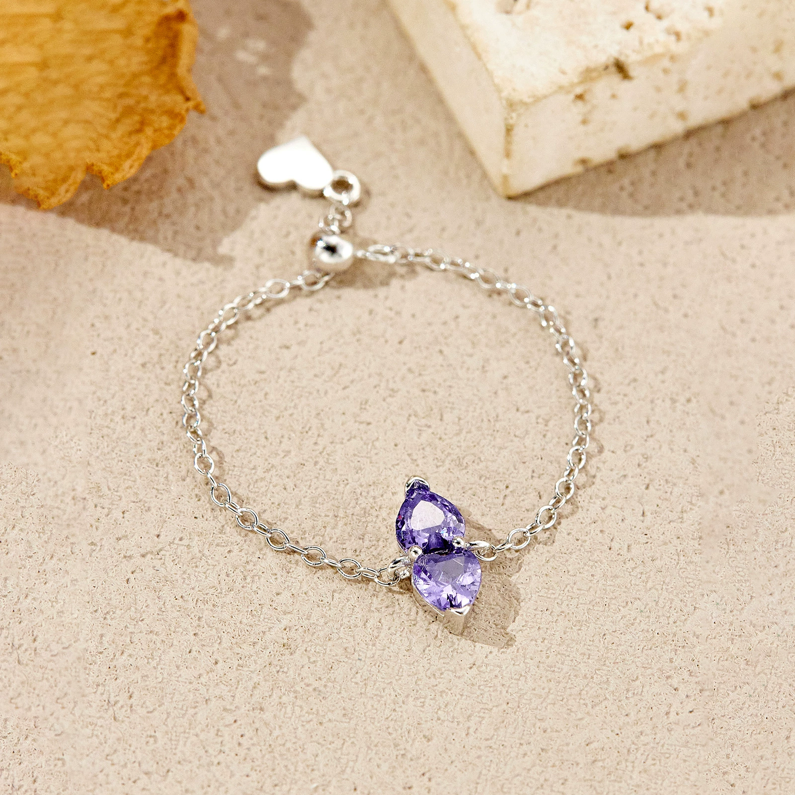 Pull-out adjustable heart star ring