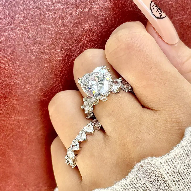 Heart Cut Stackable Ring Set