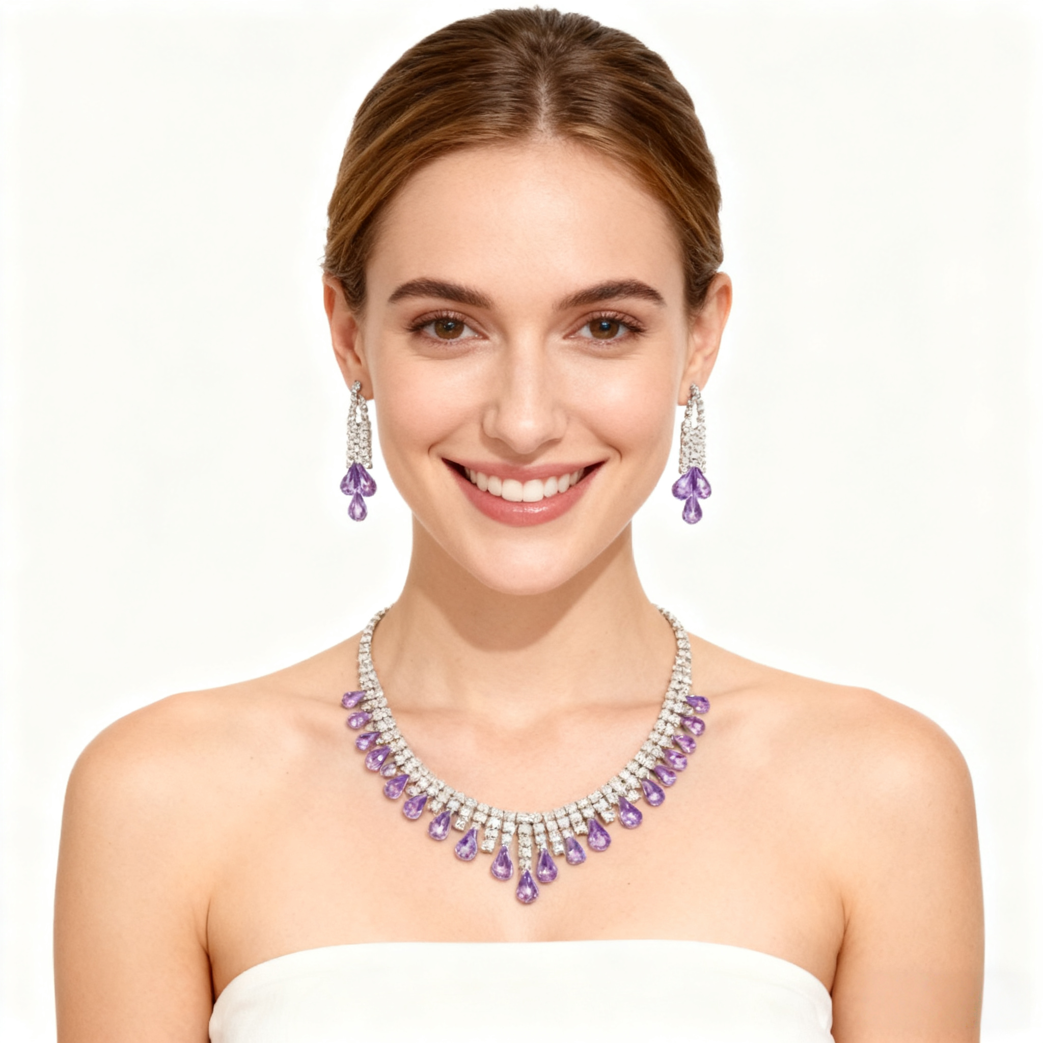Amethyst Tassel Necklace & Earring Set