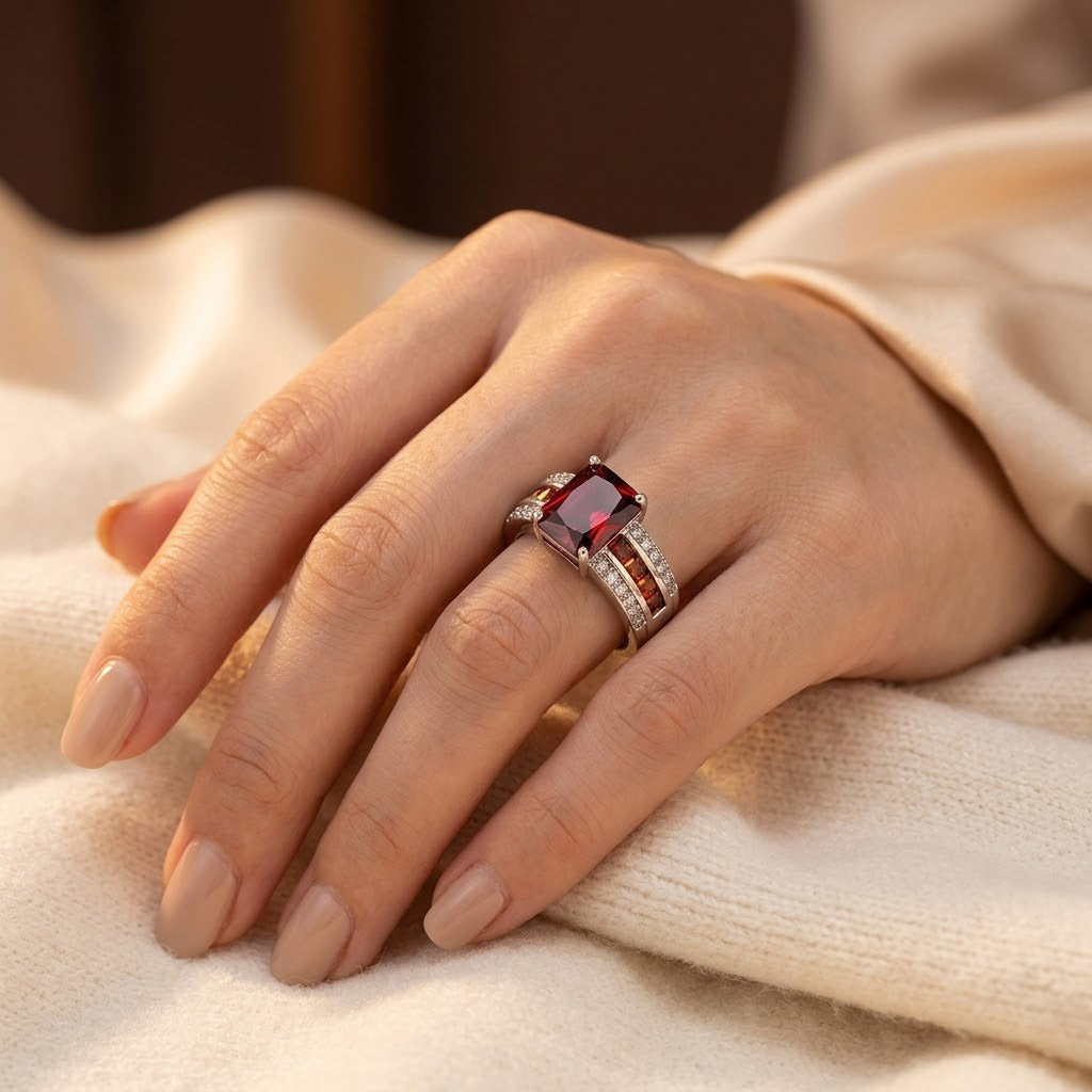 Silver Ruby Split-Shank Ring