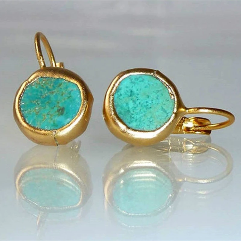 Eva - Gold Earrings with Turquoise