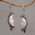 Vintage Moon Face Silver Earrings