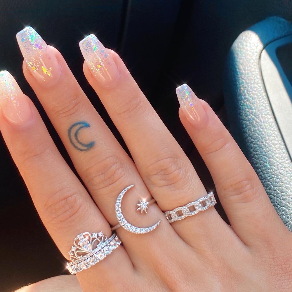 Silver Ring with Moon and Star Motif