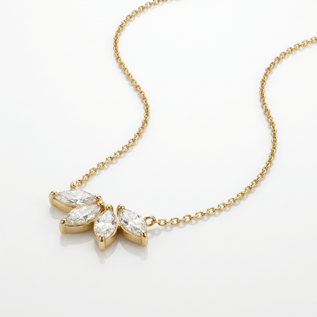 GOLD MARQUISE ZIRCONIA PENDANT NECKLACE