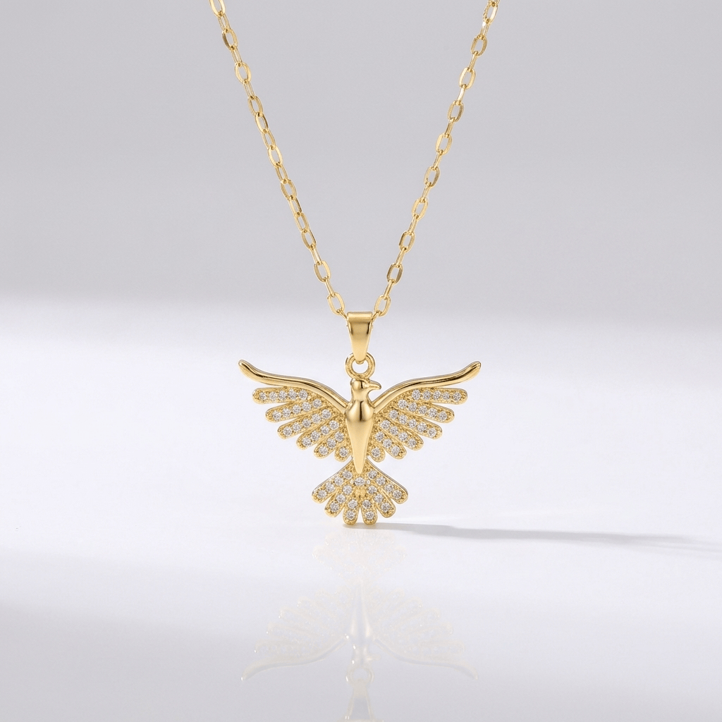 GOLD ZIRCONIA ANGEL WING NECKLACE