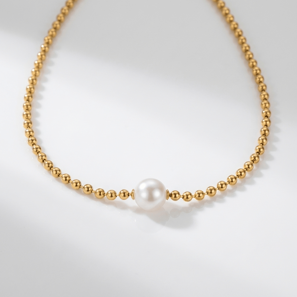 GOLD PEARL BEADED NECKLACE
