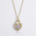 GOLD HEART LOCK ZIRCONIA NECKLACE