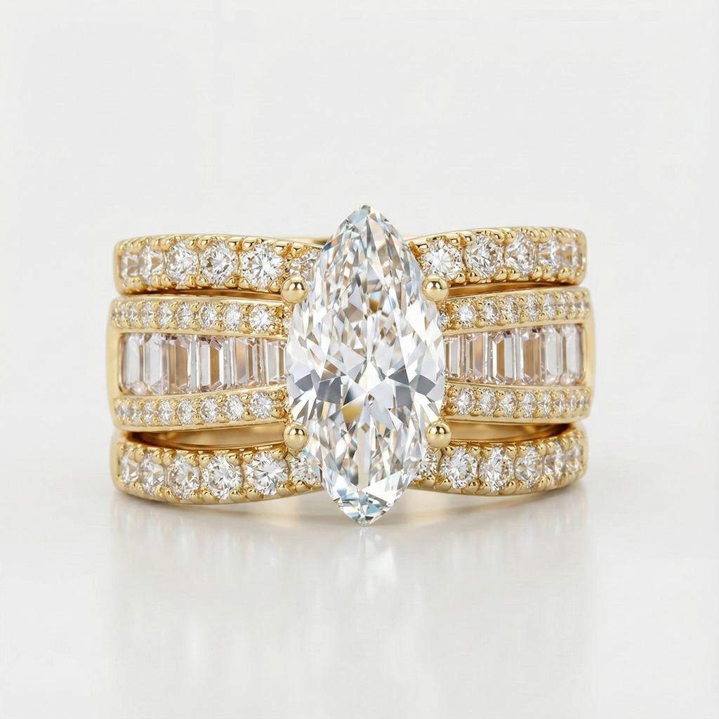 Verena – Crystal and Gold Accent Ring Set