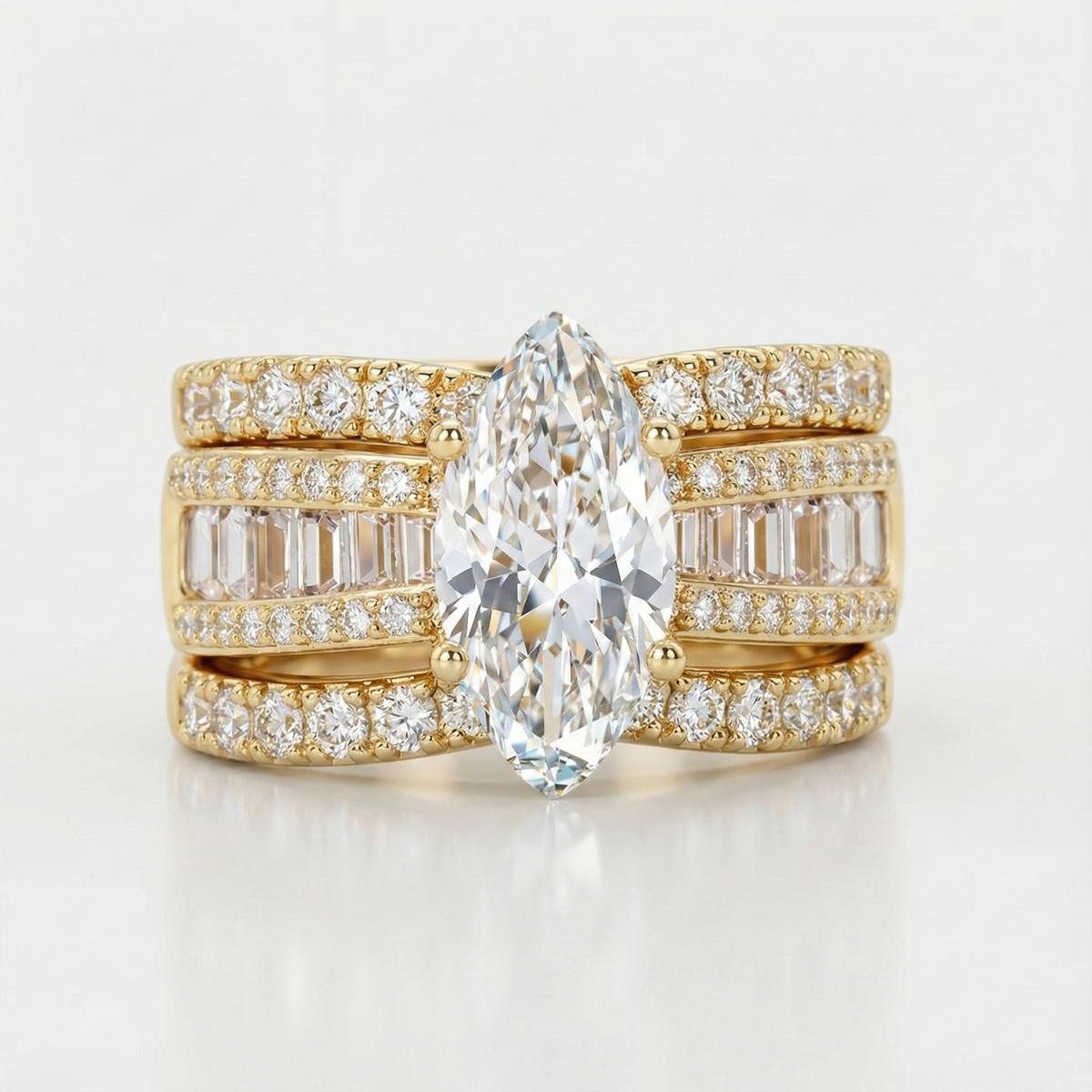 Verena – Crystal and Gold Accent Ring Set