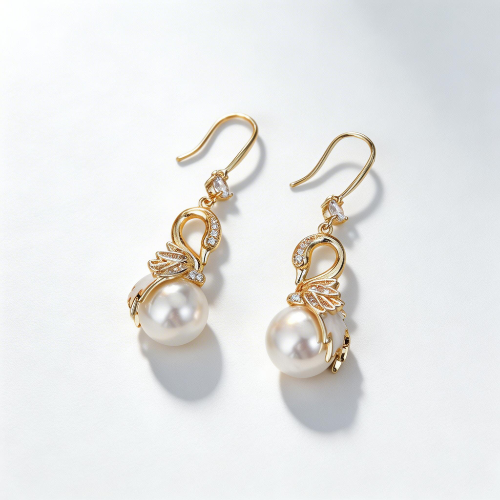 Elegant Swan Pearl Drop Earrings